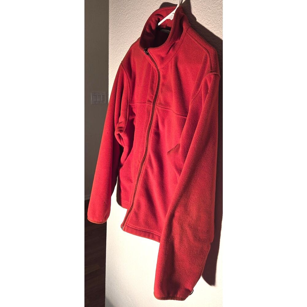 L.L. Bean Burnt Orange Full Zip Fleece Sweater - Men's Large - Picture 4 of 6